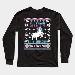 Funny Unicorn Lover Ugly Christmas Sweater Long Sleeve T-Shirt